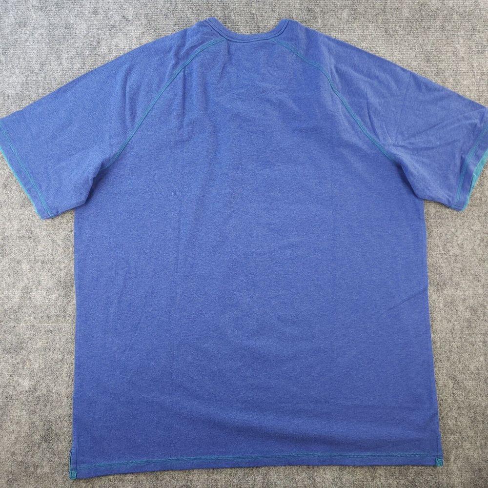 Borgo 28 Shirt 2XL Crew‎ Neck Button Short Sleeve Blue Solid Cotton Stretch - Picture 7 of 8